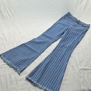 Cello bell bottom pin stripe blue jeans size 5